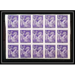 France N°651 Type Iris bloc de 15 Non dentelé ** MNH (Imperf)
