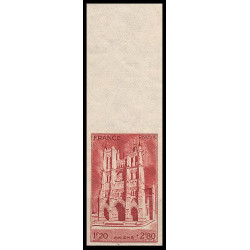 France N°665 Cathédrales Amiens (église church) bord de feuille Non dentelé ** MNH (Imperf)