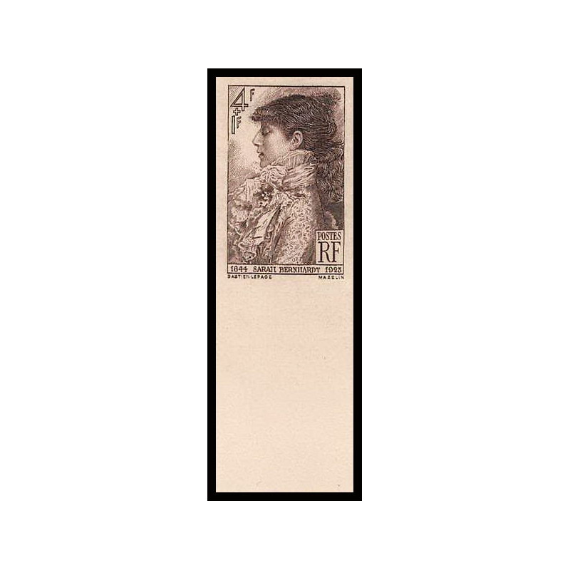 France N°738 sarah Bernhardt Non dentelé ** MNH (Imperf) cote maury 100 euros