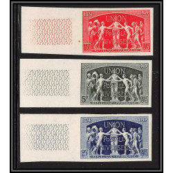 France N°850 / 852 upu 1949 tirage 300 series Non dentelé ** MNH Imperf cote maury 800 euros