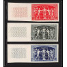 France N°850 / 852 upu 1949 tirage 300 series Non dentelé ** MNH Imperf cote maury 800 euros