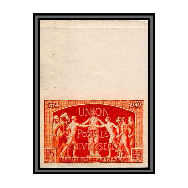 France N°852 upu 1949 cote 200 Essai proof Non dentelé imperf ** mnh orange cote maury 260 euros