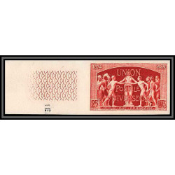 France N°852 upu 1949 cote 200 Essai proof Non dentelé imperf ** mnh rouge foncé cote maury 260 euros