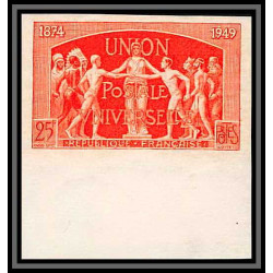 France N°852 upu 1949 cote 200 Essai proof Non dentelé imperf rouge vif cote maury 260 euros