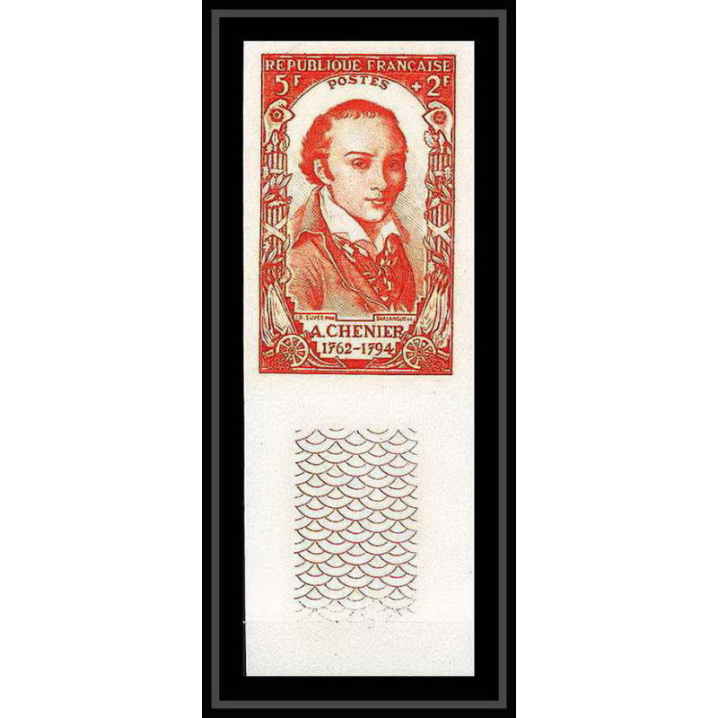 France N°867 André-Marie de Chénier revolution francaise 1789 1950 Essai trial proof Non dentelé ** MNH Imperf