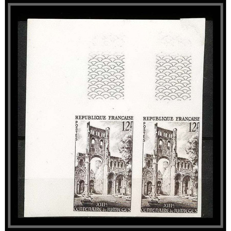 France N°985 abbaye de Jumièges Non dentelé ** MNH (Imperf)