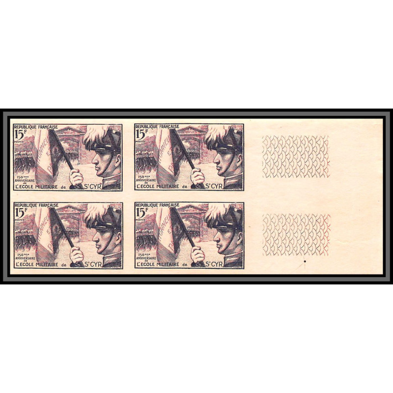 France N°996 Ecole spéciale militaire de Saint-Cyr paire Non dentelé ** MNH (Imperf) essais color proof bloc 4