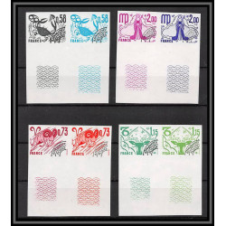 France préoblitere PREO N°150/153 paire signe du zodiaque zodiac sign lot de 8 Essai proof Non dentelé imperf **