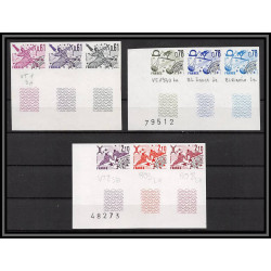 France préoblitere PREO N°154/157 signe zodiaque zodiac sign 3 bandes de 9 Essai (trial color proof Non dentelé imperf *