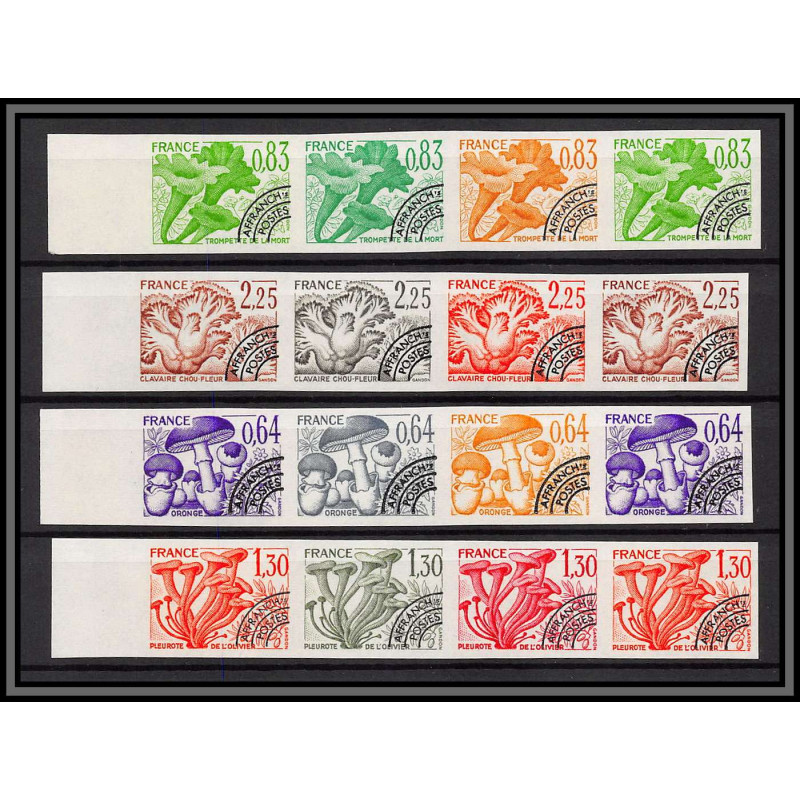France préoblitere PREO N°158/161 Champignons mushroom funghi Non dentelé ** MNH Imperf essais essai 1979 bandes de 4