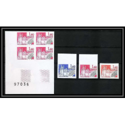 France préoblitere PREO N°168 Pierrefonds chateau castle Essai (trial proof) lot de 7 Non dentelé imperf ** MNH