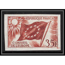 France Service N°20 conseil de l'europe europa drapeau flag brun Essai color proof Non dentelé imperf ** MNH
