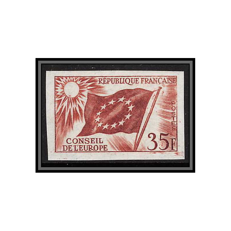 France Service N°20 conseil de l'europe europa drapeau flag brun Essai color proof Non dentelé imperf ** MNH
