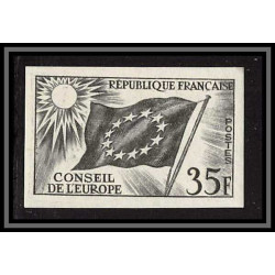 France Service N°20 conseil de l'europe europa drapeau flag Essai proof Non dentelé imperf ** mnh