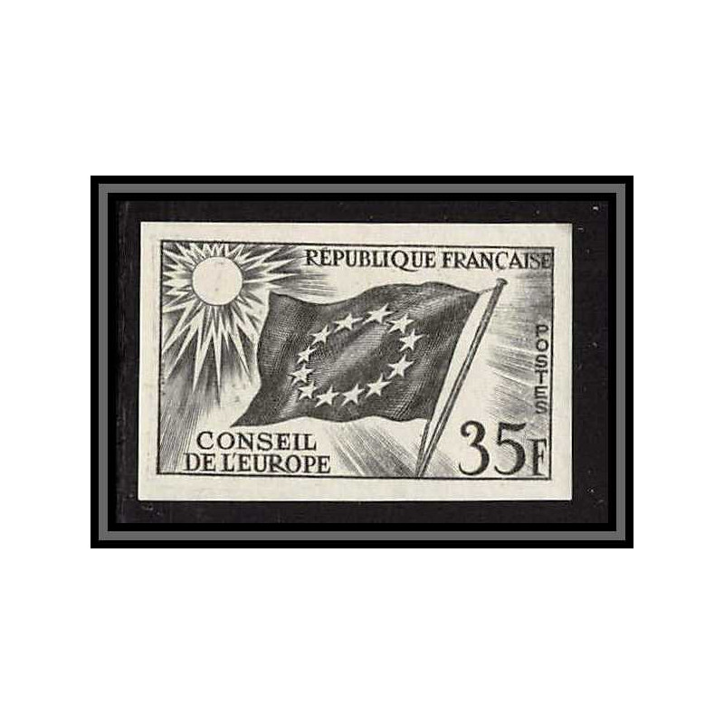 France Service N°20 conseil de l'europe europa drapeau flag Essai proof Non dentelé imperf ** mnh