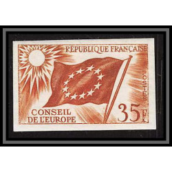 France Service N°20 conseil de l'europe europa drapeau flag Essai proof Non dentelé imperf ** mnh