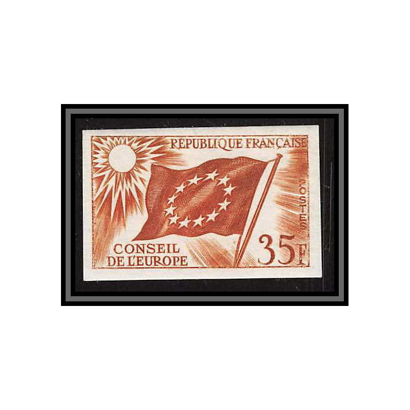 France Service N°20 conseil de l'europe europa drapeau flag Essai proof Non dentelé imperf ** mnh