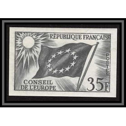 France Service N°20 conseil de l'europe europa drapeau flag Essai proof Non dentelé imperf ** mnh