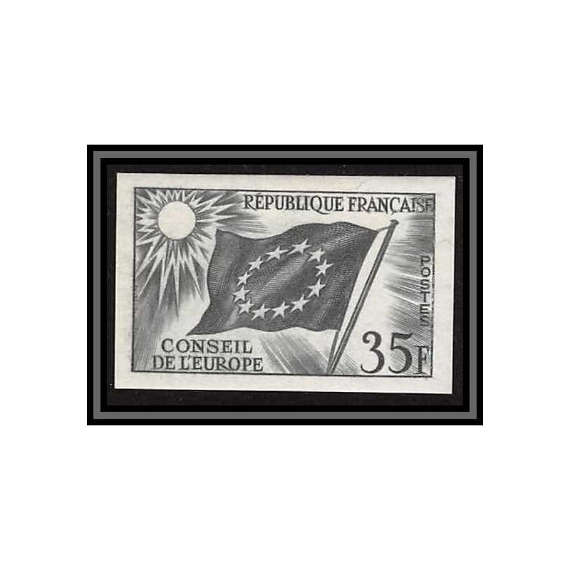 France Service N°20 conseil de l'europe europa drapeau flag Essai proof Non dentelé imperf ** mnh