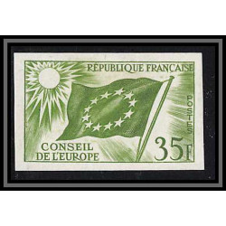 France Service N°20 conseil de l'europe europa drapeau flag Essai proof Non dentelé imperf ** mnh