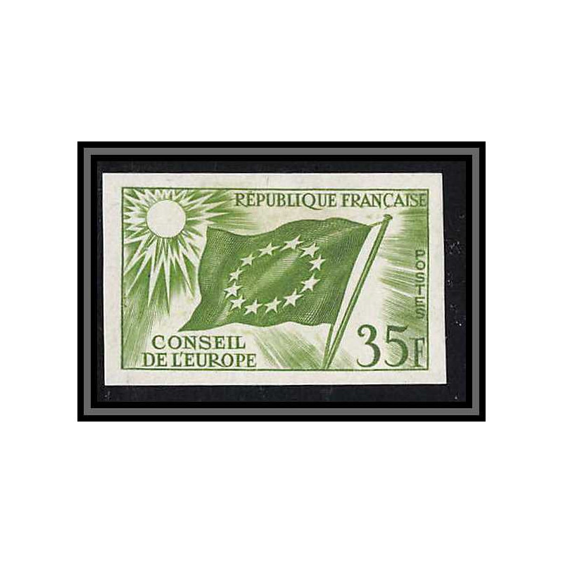 France Service N°20 conseil de l'europe europa drapeau flag Essai proof Non dentelé imperf ** mnh