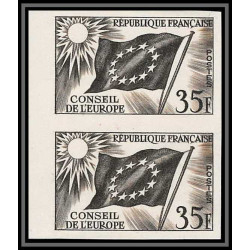 France Service N°20 conseil de l'europe europa drapeau flag paire Essai proof Non dentelé imperf ** mnh