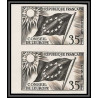 France Service N°20 conseil de l'europe europa drapeau flag paire Essai proof Non dentelé imperf ** mnh