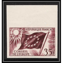 France Service N°20 conseil de l'europe europa drapeau flag rouge Essai color proof Non dentelé imperf ** MNH