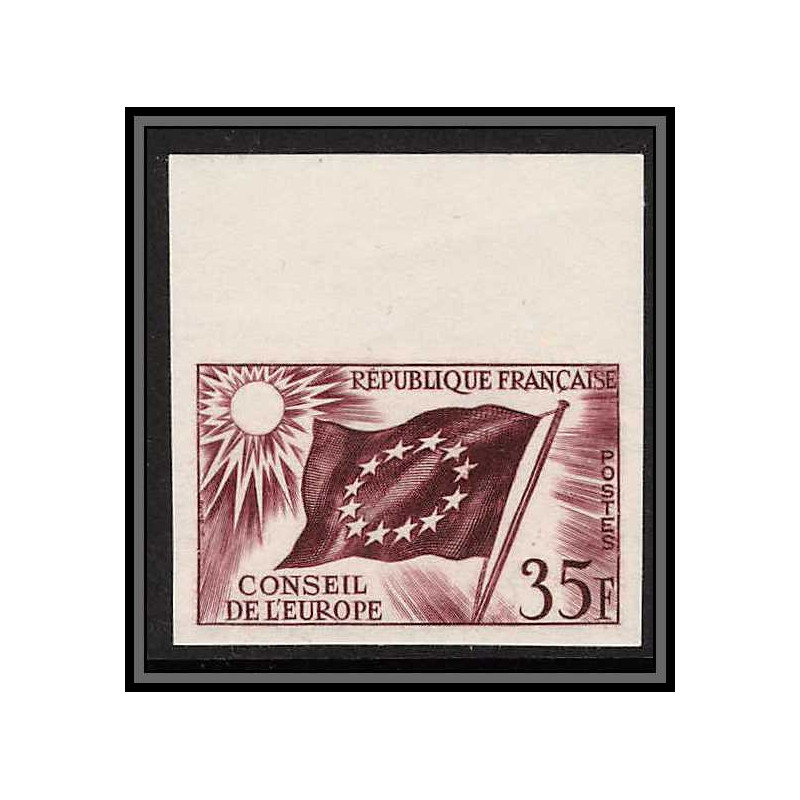 France Service N°20 conseil de l'europe europa drapeau flag rouge Essai color proof Non dentelé imperf ** MNH