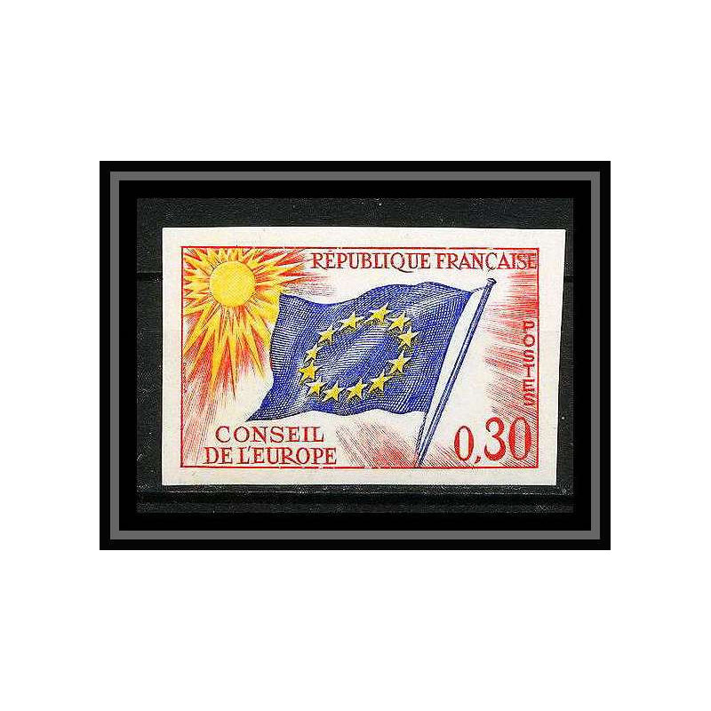 France Service N°30 conseil de l'europe europa drapeau flag Non dentelé ** MNH (Imperf) cote 55