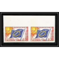 France Service N°30 paire conseil de l'europe europa drapeau flag Non dentelé ** MNH (Imperf) cote 110