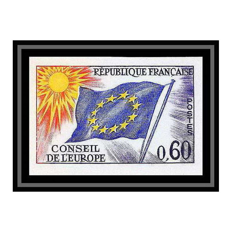 France Service N°34 conseil de l'europe europa drapeau flag Non dentelé ** MNH (Imperf)