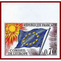 France Service N°35 conseil de l'europe europa drapeau flag Non dentelé ** MNH (Imperf) cote 55
