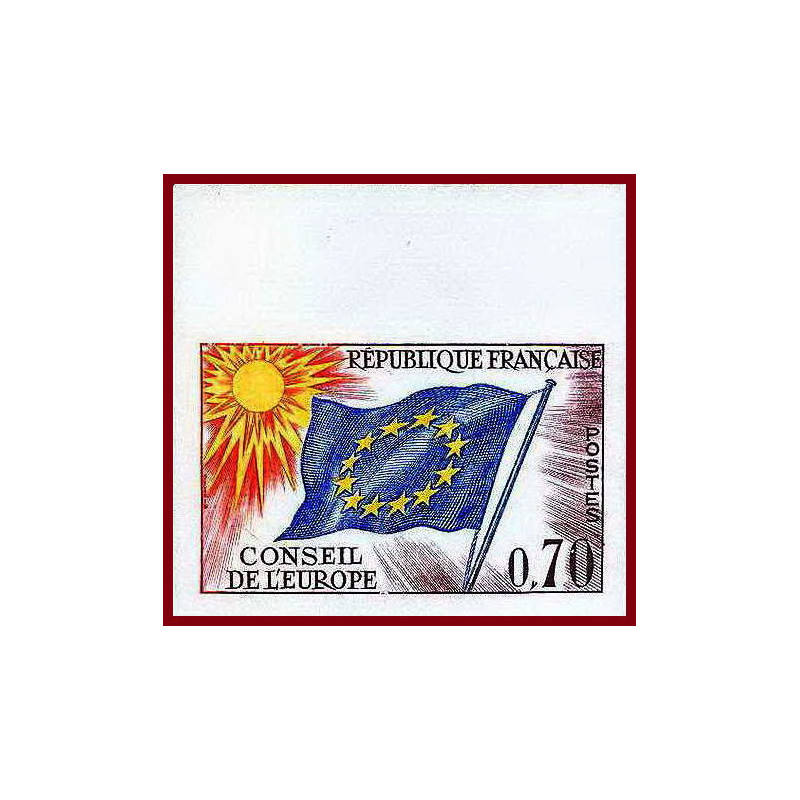 France Service N°35 conseil de l'europe europa drapeau flag Non dentelé ** MNH (Imperf) cote 55
