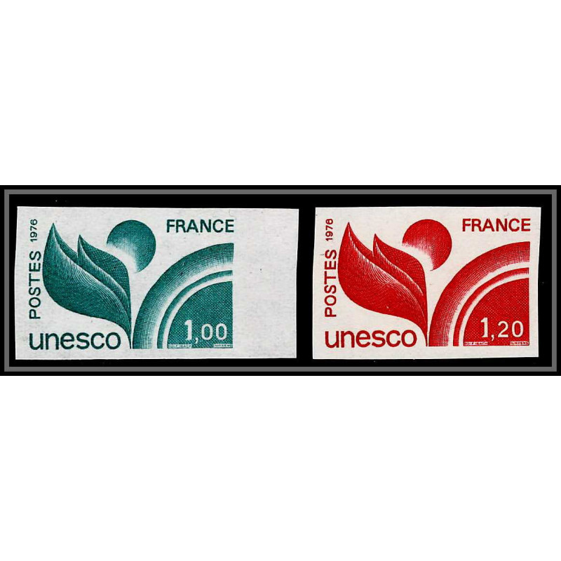 France Service N°51 + 56 unesco Essai color proof Non dentelé imperf ** MNH