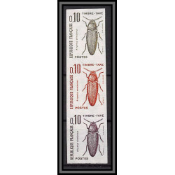 France Taxe N°103 insectes coleopteres beetle insects Essai trial proof Non dentelé ** imperf bande de 3 couleurs 