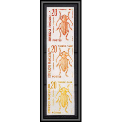 France Taxe N°104 insectes coleopteres beetle insects Essai trial proof Non dentelé ** imperf bande de 3 couleurs