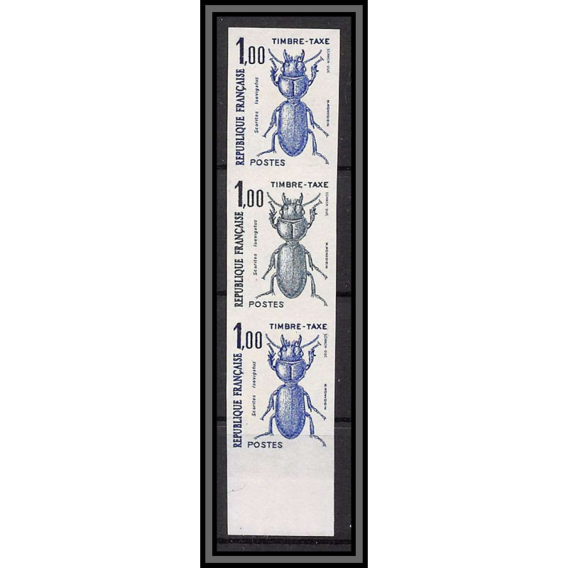 France Taxe N°106 insectes coleopteres beetle insects Essai trial proof Non dentelé ** imperf bande de 3 couleurs