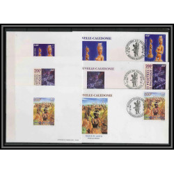 Nouvelle calédonie épreuve de luxe / deluxe proof + FDC Premier jour N° 721 /723 danse sculpture boi