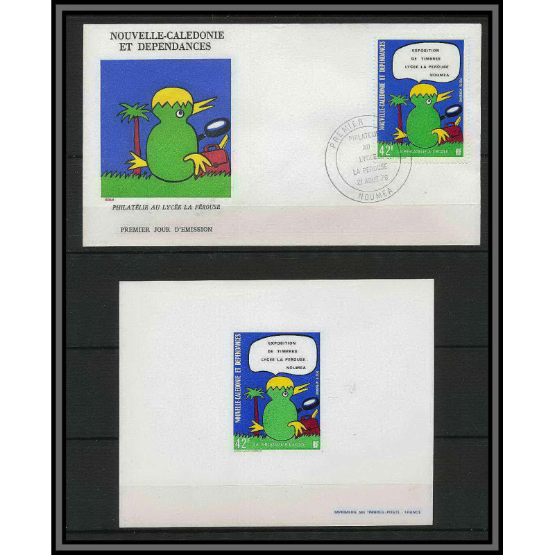 Nouvelle calédonie épreuve de luxe / deluxe proof + FDC poste aérienne N° 173 timbres à l'école enfant school