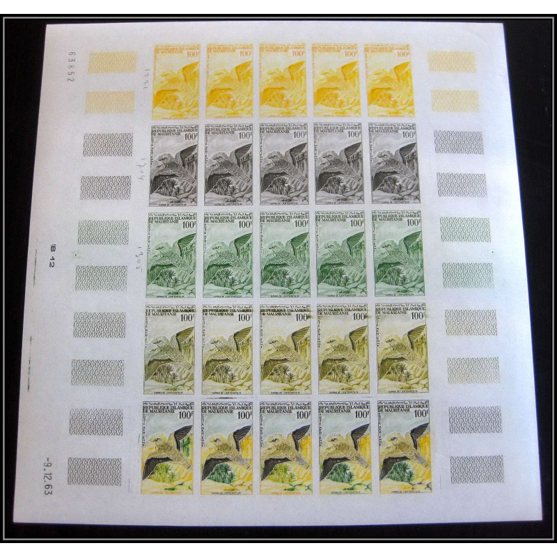 94074 y&t PA airmail N°34 ganga oiseaux (birds) mauritanie Essai proof Non dentelé imperf feuille sheet ** MNH 1964