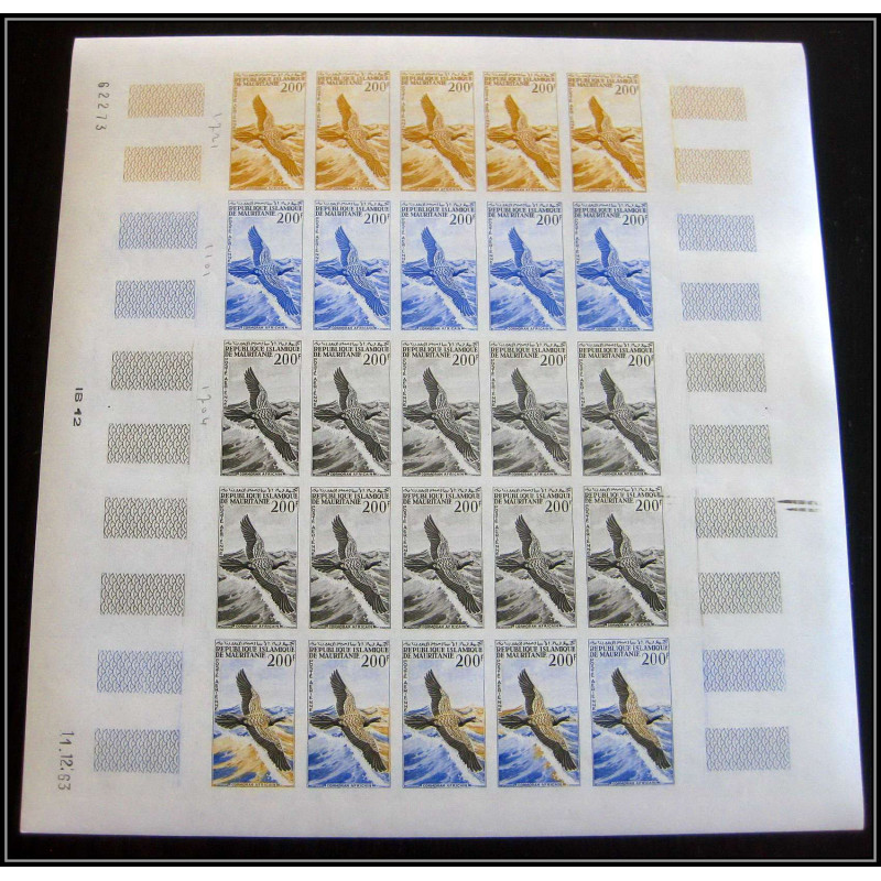 94075 y&t PA airmail N°35 cormoran oiseaux birds mauritanie Essai proof Non dentelé imperf feuille sheet ** MNH 1964