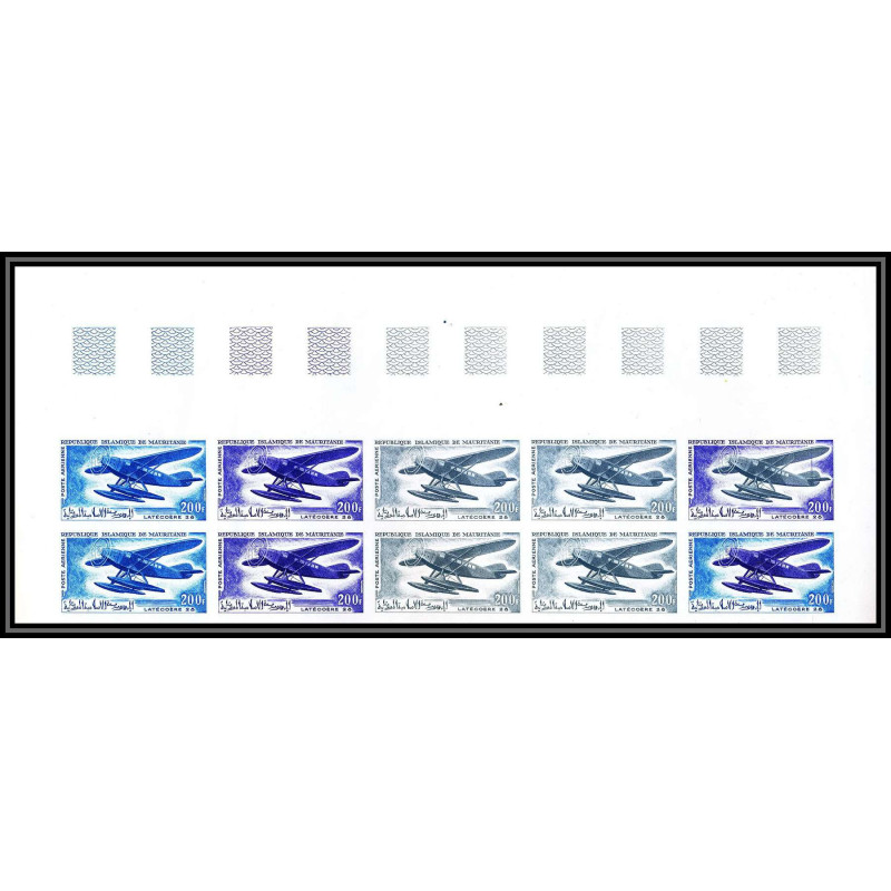 94101c y&t PA airmail N°60 latécoère 28 hydravion mauritanie Essai proof Non dentelé imperf bloc 10 ** MNH 1966