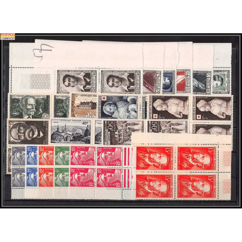 1951 année complète neufs ** cote 600 euros PARFAIT état TTB BLOC 4 beaucoup de bord et coin de feuille