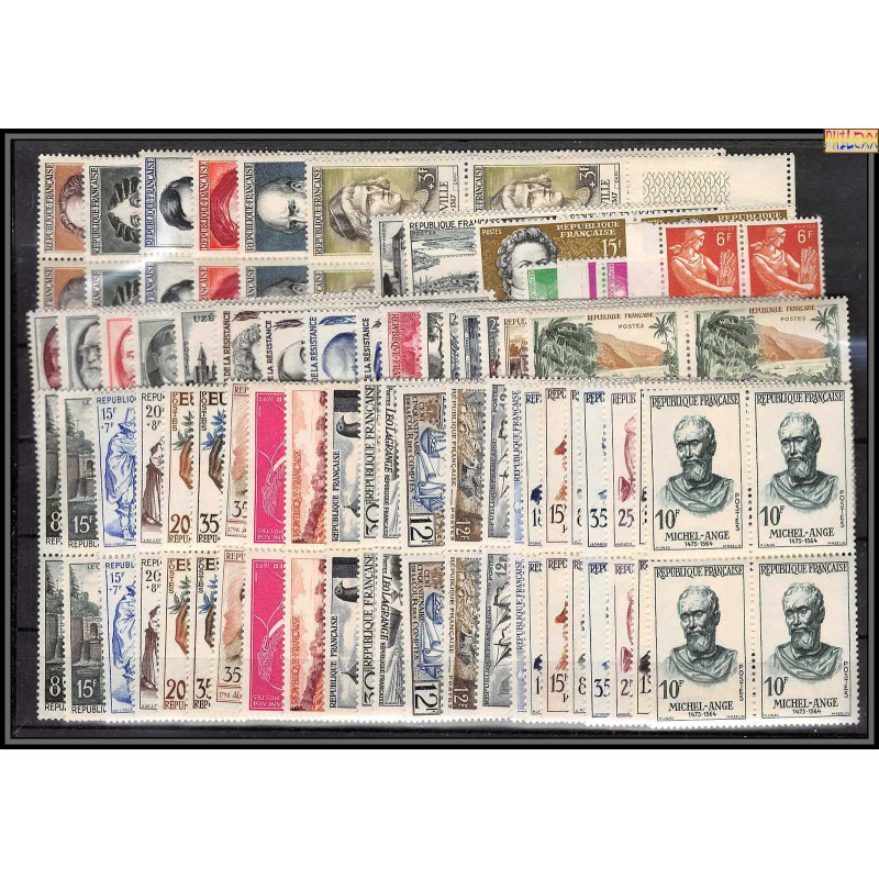 1957 année complète neufs ** tous bloc 4 cote 444 euros PARFAIT état