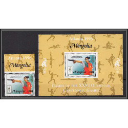60015 Bloc E 257 atlanta 1996 tir shot jeux olympiques centenary of olympics mongolia mongolie neuf ** MNH