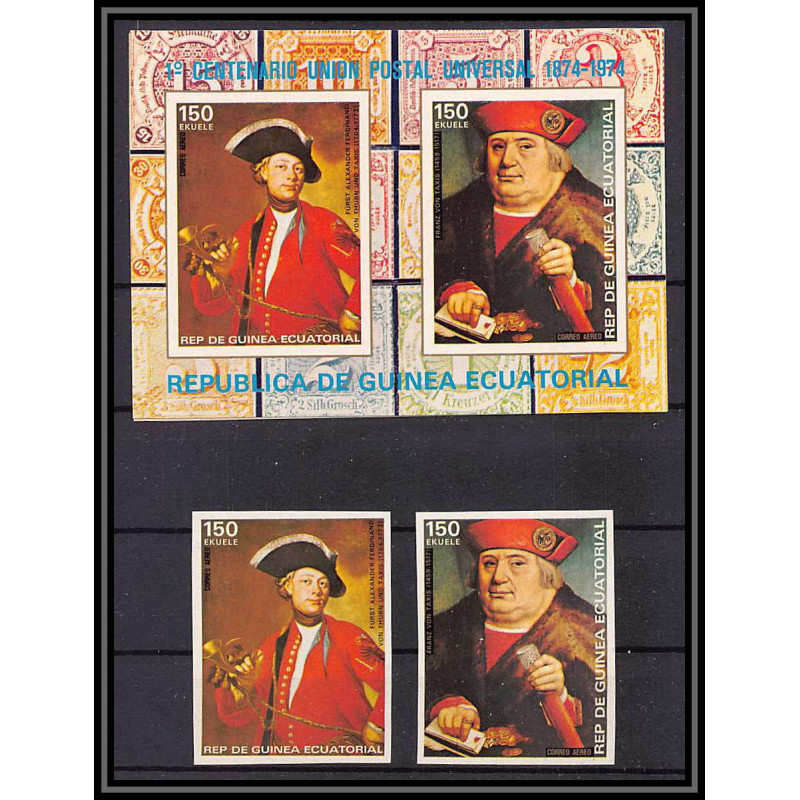 60029a Mi N°110 upu usa + timbres MNH Guinée équatoriale guinea Non dentelé imperf 1974