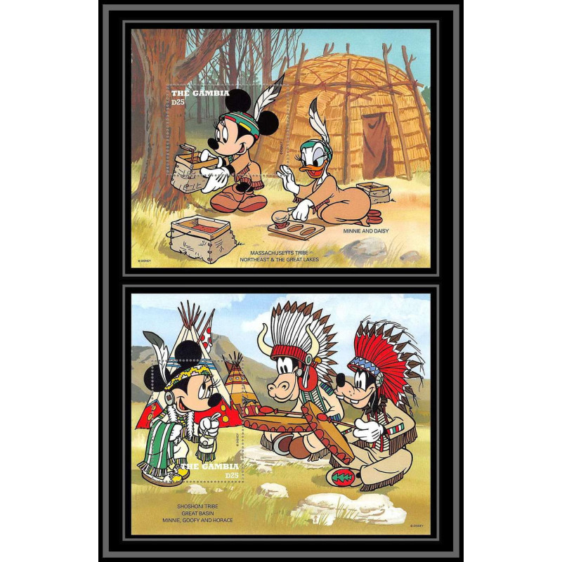 80012 Mi N°270/271 Gambie gambia minnie daisy massachusetts tribe disney bloc (BF) neuf ** MNH 1995