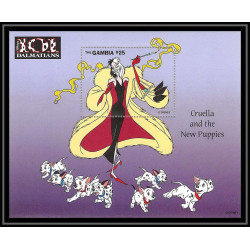 80018 Mi N°342 Gambie gambia 101 dalmatiens dalmatians Chien (dog) disney bloc (BF) neuf ** MNH 1997