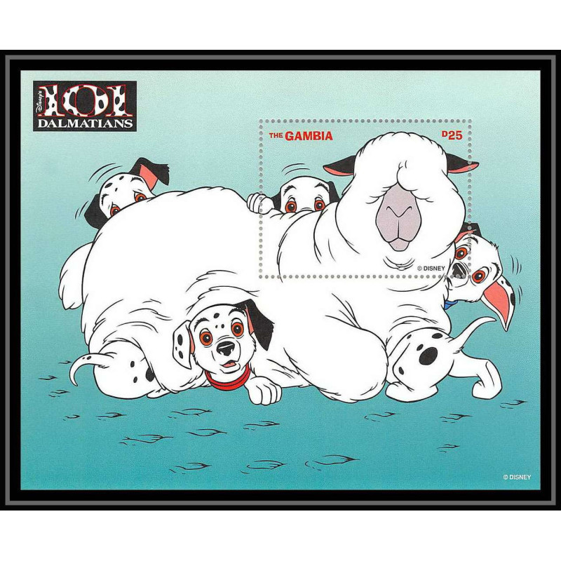 80022 Mi N°341 Gambie gambia 101 dalmatiens dalmatians Chien (dog) disney bloc (BF) neuf ** MNH 1997